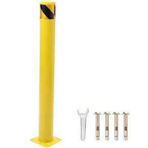 Safety Bollard, 36 Inch Height Bollard Post, 4.5" OD Safety Barrier Bollard, Yellow Coat Pipe Steel Safety Barrier with 4 Free Anchor Bolts, Perfect for Traffic-Sensitive Area Parking Lot USW,1 Pack