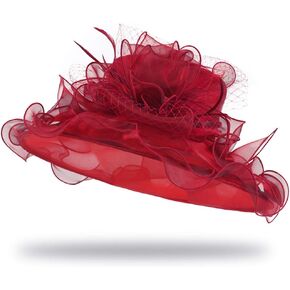 Women Fancy Derby Church Tea Party Dress Hat Fascinator with Peacock Feathers
