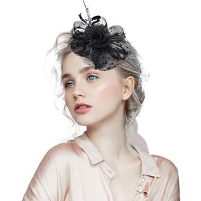 Kentucky Derby Hats for Women Fascinator Headband Tea Party Hats Wedding Flower Cocktail Hat Mesh Feathers Hair Clip