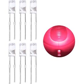 (Pink 160 Degree) 120 Pieces 3mm high Brightness LED Clear LED Light Emitting Diodes Bulb LED Lamp, 3 mm Smooth Cylindrical concave Surface