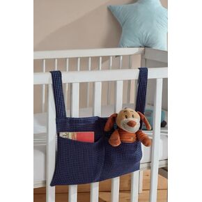 Baby Bedside Hanging Storage Bag,2 Pockets Organizer for Baby Cribs and Toys (Beige)