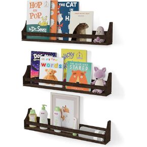 أرفف عائمة من Brightmaison Angel مقاس 76.2 سم لديكور الحائط، رف كتب للأطفال للجدار، رف تخزين الألعاب وأرفف كتب الحضانة، أرفف جدارية خشبية لديكور المنزل، مجموعة من 3 قطع باللون البني in Kuwait