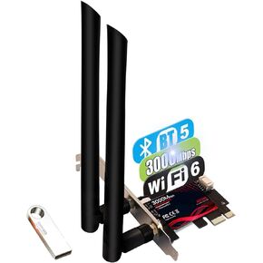 TEROW ROW076 WiFi 6 PCIe WiFi Card 3000Mbps Bluetooth 5.0 |802.11AX | Intel AX200 Dual Band 2.4G/574M 5.8G/2400M Wireless Network Card | MU-MIMO | Low Latency | Support Win 10 64 bit with Shield Cover