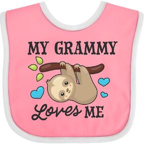 inktastic My Grammy Loves Me with Sloth and Hearts Baby Bib