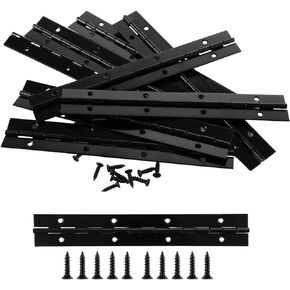 LOYORTY 16 PCS 8 Inch Piano Hinge Heavy Duty, 0.04" Thickness Folding Continuous Hinge, Black Metal Piano Hinges for Cabinets, Doors, Window (1.2" Open Width)