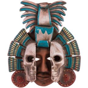 NOVICA Decorative Archaeological Large Ceramic Mask, Earthtone, Life and Death in Teotihuacan'