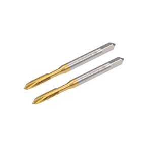 uxcell Spiral Point Plug Threading Tap M6 x 0.75 Thread, Ground Threads H2 3 Flutes, High Speed Steel HSS 6542, Titanium Coated, Metric Screw Taps Tapping Bit for Thread Repair, 2pcs
