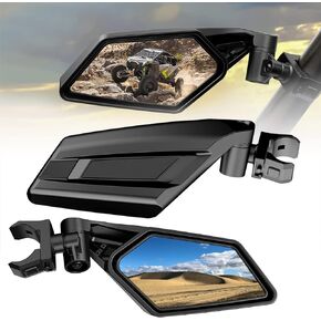 Esploratori UTV Side Mirrors for 1.5"-2" Roll Bar SXS RZR Side Mirrors with Adjustable Mirror Compatible with Polaris RZR 1000 Can Am Maverick Kawasaki Mule Arctic Cat Wildcat Pioneer Rhino Yamaha YXZ