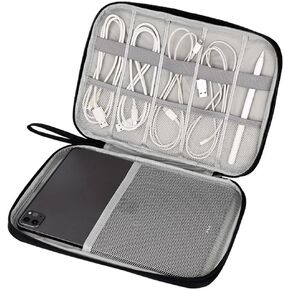 kamumanni Cable Organizer Travel Case, Electronic Carry Case Organizer for 11'' Tablet, Travel Tech Organizer Bag for Power 11'' Tablet, Power Bank, Cords (Cream)
