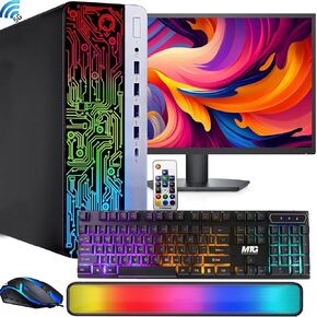 كمبيوتر HP ProDesk Desktop RGB كمبيوتر Intel i5-6th Gen. معالج رباعي النواة 16 جيجا DDR4 رام 256 جيجا SSD، شاشة 22 بوصة، لوحة مفاتيح وماوس للألعاب، واي فاي مدمج، ويندوز 10 برو (متجدد) in Kuwait