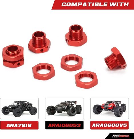 RCAWD 4X 17mm Wheel Hex and Wheel Nut for Arrma Kraton 6S Notorious Outcast Fireteam Talion Upgrade Parts (Red) in Saudi Arabia