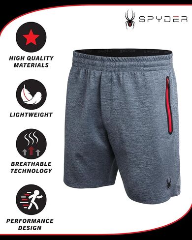 Spyder Men's Active Shorts - Athletic Performance Gym Shorts, Reflective Trim - Running Shorts, Zip Pockets (S-XL) in Saudi Arabia