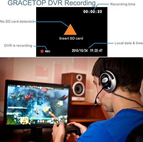 كاميرا سيارة ميني DVR مع قارئ بطاقة SD، مسجل فيديو رقمي في الوقت الحقيقي لبطاقة SD لكاميرا FPV Hi8 وكاميرا الفيديو DVD TV Box MPEG-4 CH1 in Kuwait