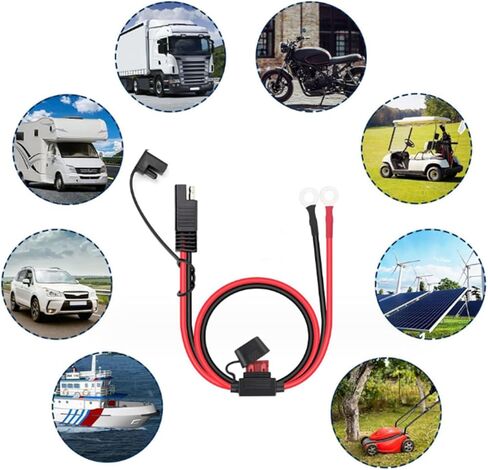 GSRECY 2FT SAE إلى O Ring Eyelet Terminal Harness، اتصال سريع، قطع تجميع تمديد كابل الأسلاك، منفذ محول قطبية عكسية، سلك شاحن البطارية in Kuwait