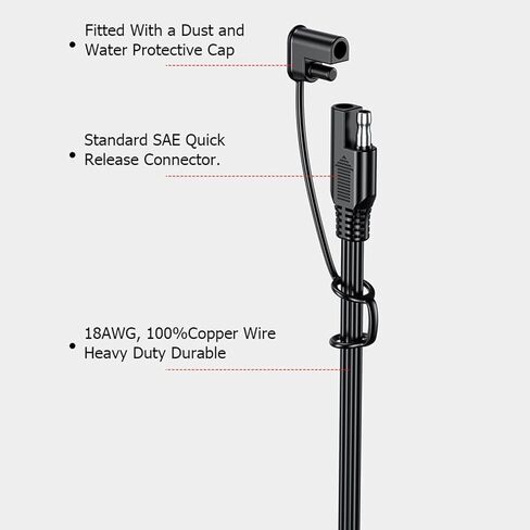 GSRECY 2FT SAE إلى O Ring Eyelet Terminal Harness، اتصال سريع، قطع تجميع تمديد كابل الأسلاك، منفذ محول قطبية عكسية، سلك شاحن البطارية in Kuwait