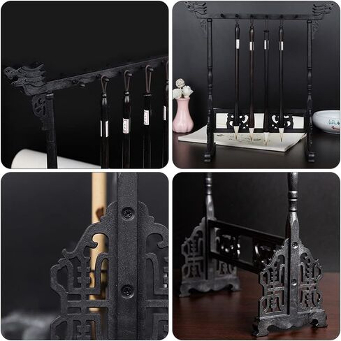 NUOBESTY Wood Brush Calligraphy Brush Hanger Rack Chinese Brush Pen Holder Sumi Brush Hanger Calligraphy Stand Shelf for Home Office Japanese Calligrapghy Brush Hanger in Saudi Arabia
