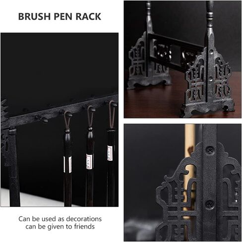 NUOBESTY Wood Brush Calligraphy Brush Hanger Rack Chinese Brush Pen Holder Sumi Brush Hanger Calligraphy Stand Shelf for Home Office Japanese Calligrapghy Brush Hanger in Saudi Arabia