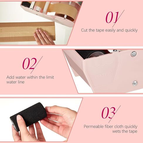 Yeaqee 2 Pcs Pink Water Activated Paper Tape Dispenser 12.6 x 5.24 Inch Manual Kraft Gum Paper Tape Dispenser Machine for Office Packaging Sealing Shipping Mailing Carton, Fit for 1.18-3.15" Wide Tape in Saudi Arabia