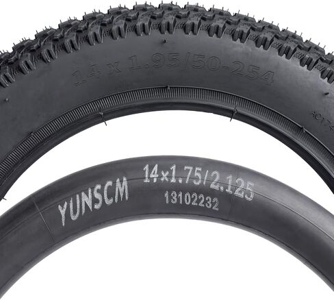 YUNSCM 14" Bike Tires 14 x 1.95/50-254 and 14" Bike Tubes Schrader Valve with 2 Rim Strips Compatible with Mountain/Off Road Bike 14x1.90 14x1.95 14x2.0 Bicycle Tires and Tubes (AC-1747) in Saudi Arabia