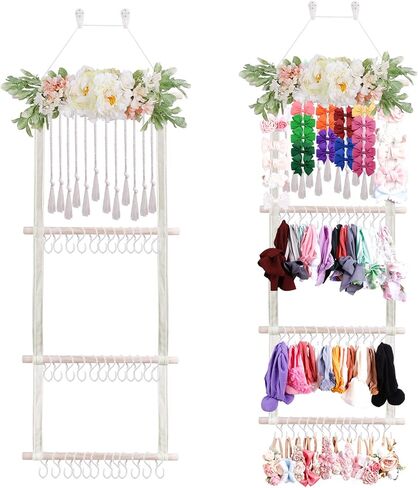 BFNAAgirl Hair Bows Holder Headband Organizer for Girls,Baby Hair Accessories Organizer Hair Clips Hanger Storage with Hooks, Wall Hanging Decor for Nursery Room in Saudi Arabia
