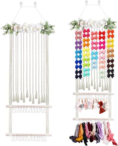 BFNAAgirl Hair Bows Holder Headband Organizer for Girls,Baby Hair Accessories Organizer Hair Clips Hanger Storage with Hooks, Wall Hanging Decor for Nursery Room in Saudi Arabia