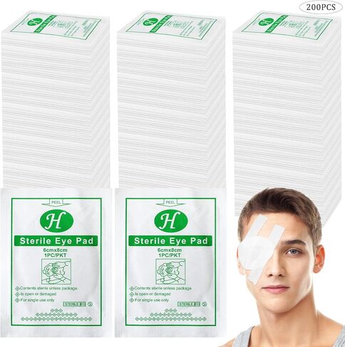 200 قطعة من وسادات العين البيضاوية من Timgle، شاش ماص، ملفوف بشكل فردي، رقعة عين طبية للإسعافات الأولية، وسادات ناعمة للعناية بالجروح، وحماية الملابس من الجروح in Kuwait