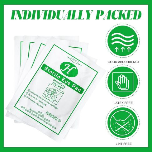 200 قطعة من وسادات العين البيضاوية من Timgle، شاش ماص، ملفوف بشكل فردي، رقعة عين طبية للإسعافات الأولية، وسادات ناعمة للعناية بالجروح، وحماية الملابس من الجروح in Kuwait