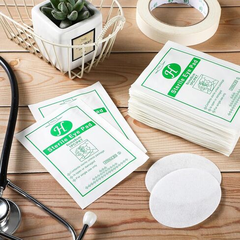 200 قطعة من وسادات العين البيضاوية من Timgle، شاش ماص، ملفوف بشكل فردي، رقعة عين طبية للإسعافات الأولية، وسادات ناعمة للعناية بالجروح، وحماية الملابس من الجروح in Kuwait