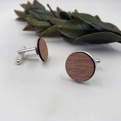 Men's Mahogany Wood Cufflinks and Tie Clip Set in Saudi Arabia