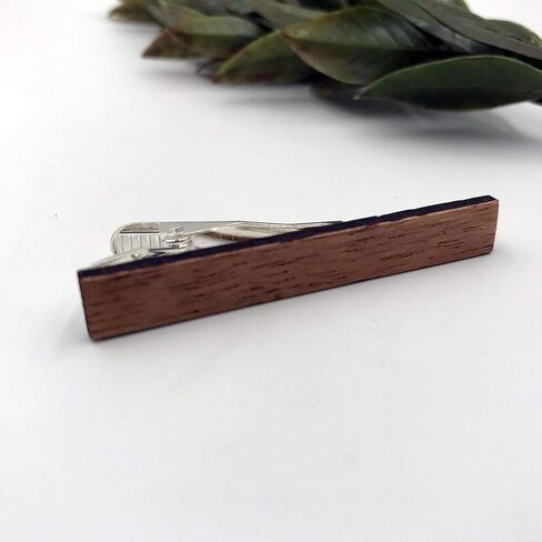 Men's Mahogany Wood Cufflinks and Tie Clip Set in Saudi Arabia