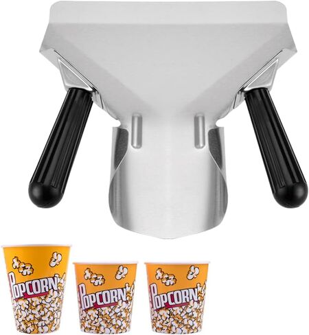 مغرفة الفشار المصنوعة من الفولاذ المقاوم للصدأ التجارية الفرنسية المقلية، مغرفة خدمة طعام قابلة للفصل بمقبضين للوجبات الخفيفة والحلويات والثلج والسلع الجافة مع حزمة حاويات الفشار القابلة لإعادة الاستخدام in Kuwait