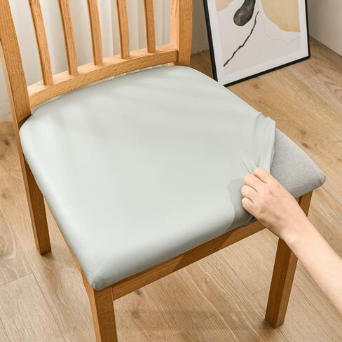 HFCNMY Seat Covers for Dining Chairs, Stretch Waterproof PU Dining Chair Seat Covers Set of 4, Removable Dining Room Chair Seat Covers Washable Kitchen Chair Seat Covers with Elastic Bands (Beige) in Saudi Arabia