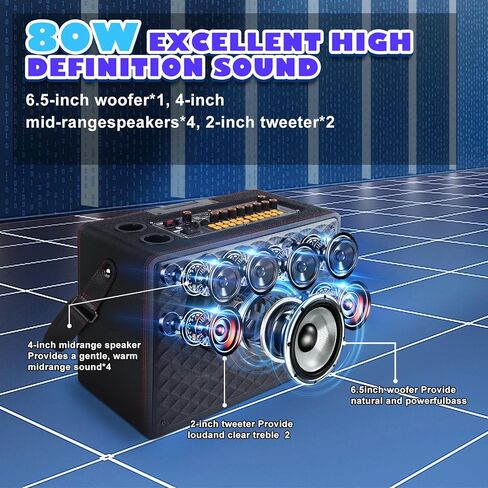 Professional Karaoke Machine with Lyrics Display Screen + 2 Wireless Microphones,Karaoke Systems with Bass/Treble Adjustmen,Built-in 14" HD Touch Screen,Supports WiFi/Bluetooth/USB/TF Card/AUX/Inpu in Kuwait