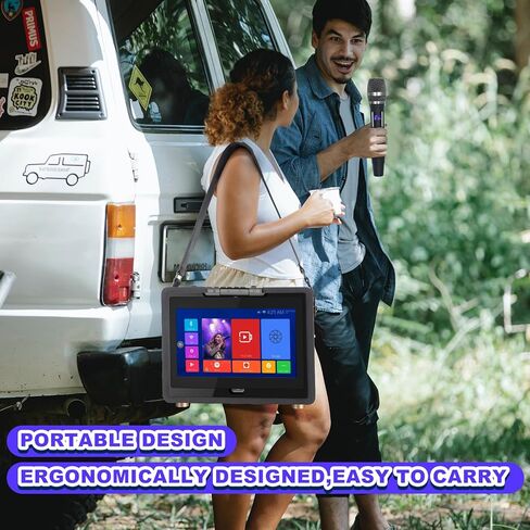 Professional Karaoke Machine with Lyrics Display Screen + 2 Wireless Microphones,Karaoke Systems with Bass/Treble Adjustmen,Built-in 14" HD Touch Screen,Supports WiFi/Bluetooth/USB/TF Card/AUX/Inpu in Kuwait