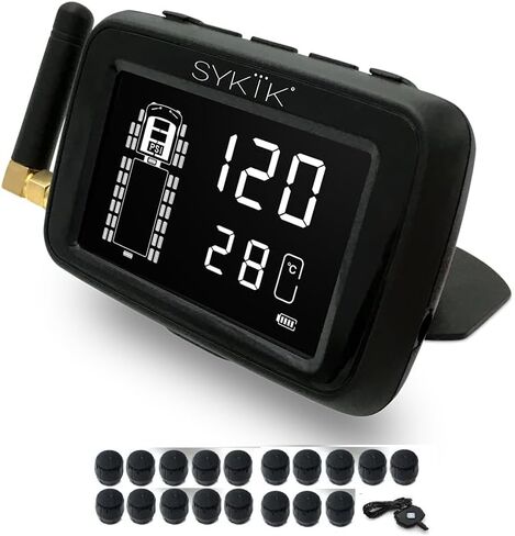 SYKIK-TPMS Real Time Tire Pressure Monitoring System for Cars, RVs and Trucks, up to 36 Wheels -Theft Sensors, with 3-Year US Warranty (10 Wheel) in Saudi Arabia