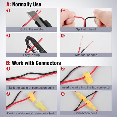 Nilight 100FT 18AWG Copper Clad Aluminum Wire 18/2 Gauge Red Black CCA Electrical Cable 2 Conductor Parallel 12V/24V DC Flexible Extension Cords for Car Audio Radio Speaker Amplifier, 2 Years Warranty in Saudi Arabia