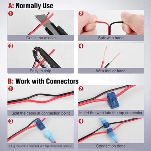 Nilight 100FT 18AWG سلك ألومنيوم مغطى بالنحاس 18/2 قياس أحمر أسود CCA كابل كهربائي 2 موصل متوازي 12 فولت/24 فولت تيار مستمر أسلاك تمديد مرنة لمكبر صوت راديو السيارة الصوتي، ضمان لمدة عامين in Kuwait