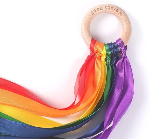 MEROCO قوس قزح اليد طائرة ورقية الشريط اللعب الخشبية والدورف لعب الطفل مونتيسوري الألعاب الحسية للأطفال الصغار 3 سنوات من العمر فتاة بنين 2 قطعة in Kuwait