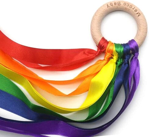 MEROCO قوس قزح اليد طائرة ورقية الشريط اللعب الخشبية والدورف لعب الطفل مونتيسوري الألعاب الحسية للأطفال الصغار 3 سنوات من العمر فتاة بنين 2 قطعة in Kuwait
