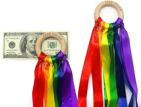 MEROCO قوس قزح اليد طائرة ورقية الشريط اللعب الخشبية والدورف لعب الطفل مونتيسوري الألعاب الحسية للأطفال الصغار 3 سنوات من العمر فتاة بنين 2 قطعة in Kuwait