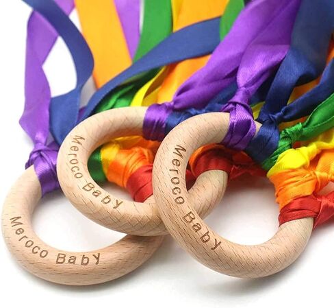 MEROCO قوس قزح اليد طائرة ورقية الشريط اللعب الخشبية والدورف لعب الطفل مونتيسوري الألعاب الحسية للأطفال الصغار 3 سنوات من العمر فتاة بنين 2 قطعة in Kuwait