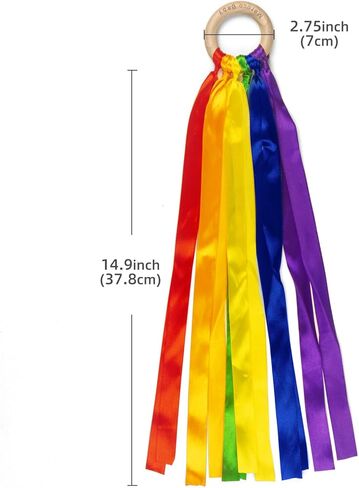 MEROCO قوس قزح اليد طائرة ورقية الشريط اللعب الخشبية والدورف لعب الطفل مونتيسوري الألعاب الحسية للأطفال الصغار 3 سنوات من العمر فتاة بنين 2 قطعة in Kuwait