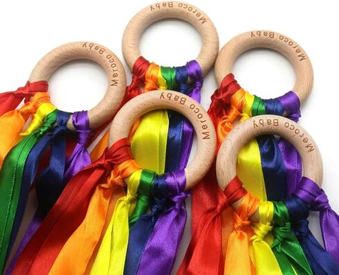 MEROCO قوس قزح اليد طائرة ورقية الشريط اللعب الخشبية والدورف لعب الطفل مونتيسوري الألعاب الحسية للأطفال الصغار 3 سنوات من العمر فتاة بنين 2 قطعة in Kuwait