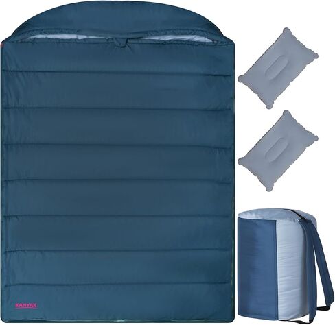 3 in 1 Use Double Sleeping Bag, Queen Size Sleeping Bag with 2 Pillows, Waterproof Sleeping Bag for Camping, Backpacking or Hiking, All Season 2 Person Sleeping Bag for Adults or Teens… in Saudi Arabia