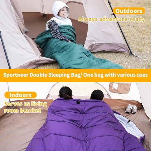 3 in 1 Use Double Sleeping Bag, Queen Size Sleeping Bag with 2 Pillows, Waterproof Sleeping Bag for Camping, Backpacking or Hiking, All Season 2 Person Sleeping Bag for Adults or Teens… in Saudi Arabia