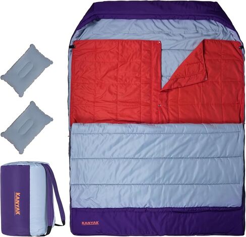 3 in 1 Use Double Sleeping Bag, Queen Size Sleeping Bag with 2 Pillows, Waterproof Sleeping Bag for Camping, Backpacking or Hiking, All Season 2 Person Sleeping Bag for Adults or Teens… in Saudi Arabia