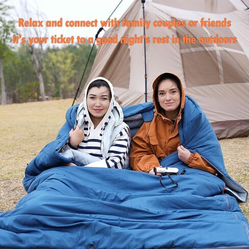 3 in 1 Use Double Sleeping Bag, Queen Size Sleeping Bag with 2 Pillows, Waterproof Sleeping Bag for Camping, Backpacking or Hiking, All Season 2 Person Sleeping Bag for Adults or Teens… in Saudi Arabia