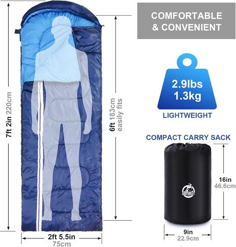 Northroad Lightweight Sleeping Bags for Adults Cold Weather, Waterproof Backpacking Camping Sleeping Bag for Adults Girls Boys Mens,Compact Sleeping Bag Camping Gear Must Haves 3 Season in Saudi Arabia