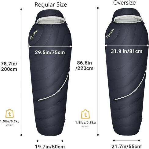 ATEPA Down Sleeping Bags for Adults 650/700 FP, Ultralight Sleeping Bag for Backpacking, 0℉/30℉ Sleeping Bag for 1/2 Persons, Compact Sleeping Bag with Compression Sack for Hiking, Camping in Saudi Arabia