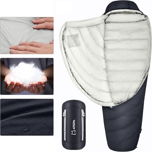 ATEPA Down Sleeping Bags for Adults 650/700 FP, Ultralight Sleeping Bag for Backpacking, 0℉/30℉ Sleeping Bag for 1/2 Persons, Compact Sleeping Bag with Compression Sack for Hiking, Camping in Saudi Arabia